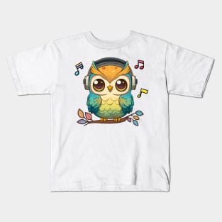 Musical Owl Perched on a Colorful Tree yellow Kids T-Shirt